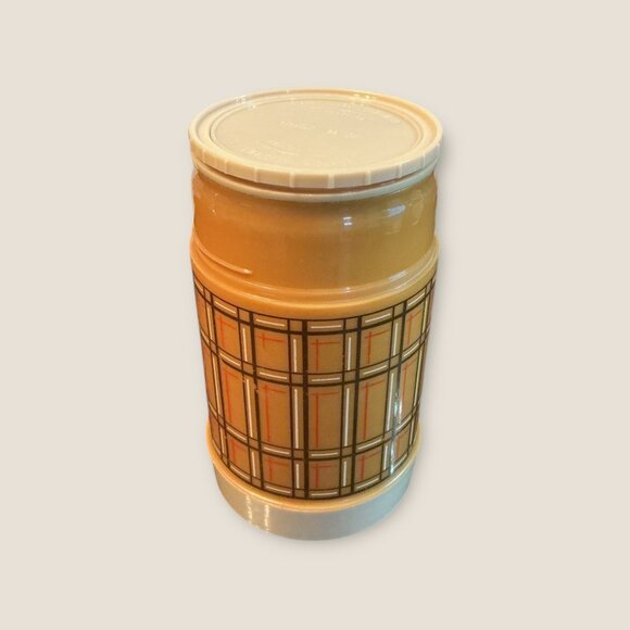Vintage Aladdin Plaid Thermos 7" Tall Plastic Insulated Drink Container With Sto - Picture 5 of 6
